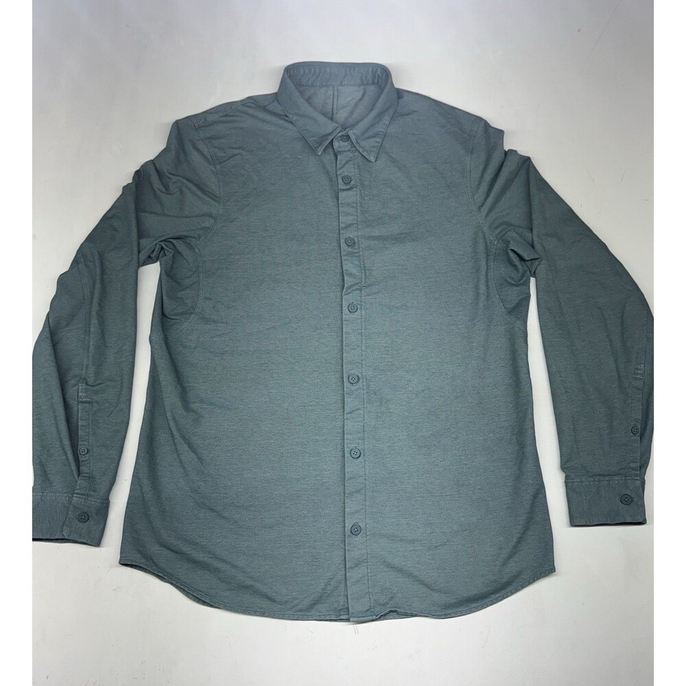 Lululemon Mens M Commission Shirt Green Button Down Long Sleeve Stretch